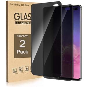 Fotbor 2 Pack for Samsung Galaxy S10 Plus Privacy Tempered Glass Screen Protector, 9H Hardness Anti-Scratch Fulll Coverage Case Friendly [Dont Support Fingerprint Unlock] (Black)