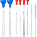 6 Pieces Glass Pipettes 10ml 5ml 3ml 2ml 1ml 0.5ml Glass Graduated Dropper Pipette for School, Students, Transfer for Liquid Essential Oil