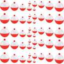 Coopay Fishing Bobbers 30Pcs-50Pcs/Lot Hard ABS Fishing Floats Set Snap on Float Red/White Bobbers Push Button Round Buoy Tackle Accessories