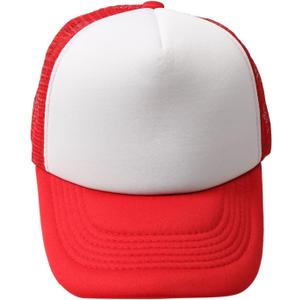 Men Women Foam Trucker Hat Mesh Cap Solid Colors Lightweight with Adjustable Snapback Collection (One Size, Red)