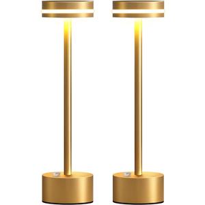 Cordless Table Lamp Set of 2, Battery Powered LED Desk Lamp Portable Table Lights 3-Level Brightness Touch Control, Lighting for Home Office Bedroom Hotel Restaurant Outdoor Night Light(Gold)