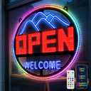 LED Open Signs for Business, 16''x16'' Ultra Bright Open Light Up Signs with Timer via App or Remote, DIY Editor Colours Sign High Visibility Day & Night Window Sign for Shop, Bar, Restaurant-Red Bright