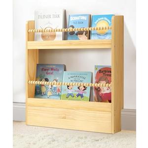 SUMGAR Kids Bookshelf for Kids Rooms Nursery Book Shelves Toddler Baby Montessori Small Bookcase for Bedroom Reading Nook Childrens Wooden Book Storage Organizer Rack for Girls Boys Daycare 2 Tier