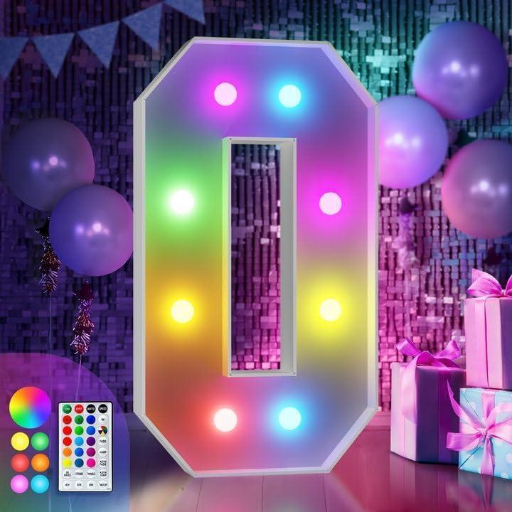 Imprsv 3FT Colorful Marquee Letters O, 18 Colors Large Light up Letters Alphabet Sign with Remote, Big Marry Me Sign, Birthday Party Decorations Anniversary Wedding Decoration