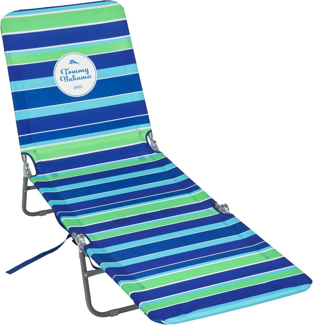 Tommy Bahama Folding Backpack Beach Lounge Chair, 10 in Seat Height, Multi, 72" x 21.75" x 35"