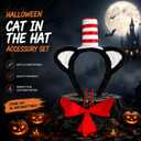 Cat Ears Red and White Headband Striped Hat with Red Bow Tie Costume Accessory Costume, for Cosplay Dress Up