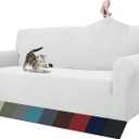 ZNSAYOTX 1 Piece Jacquard Couch Covers for 3 Cushion Couch Living Room High Stretch Sofa Cover Pets Dogs Friendly Anti Slip Thickened Slipcovers Furniture Protector (Large, White)