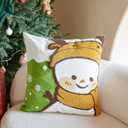 Soft Christmas Tufted Cute throw pillow coverSnowflake Geometric Aesthetic Embroidered pillowcaseStylish Holiday Snowman with Scarf & Hat Cushion Cases for Couch Sofa Bedroom Living Room,1PC