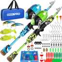 ODDSPRO Kids Fishing Pole Pink, Portable Telescopic Fishing Rod and Reel Combo Kit - with Spincast Fishing Reel Tackle Box for Girls, Youth (4.92 ft, 2 pack (Blue+Green))