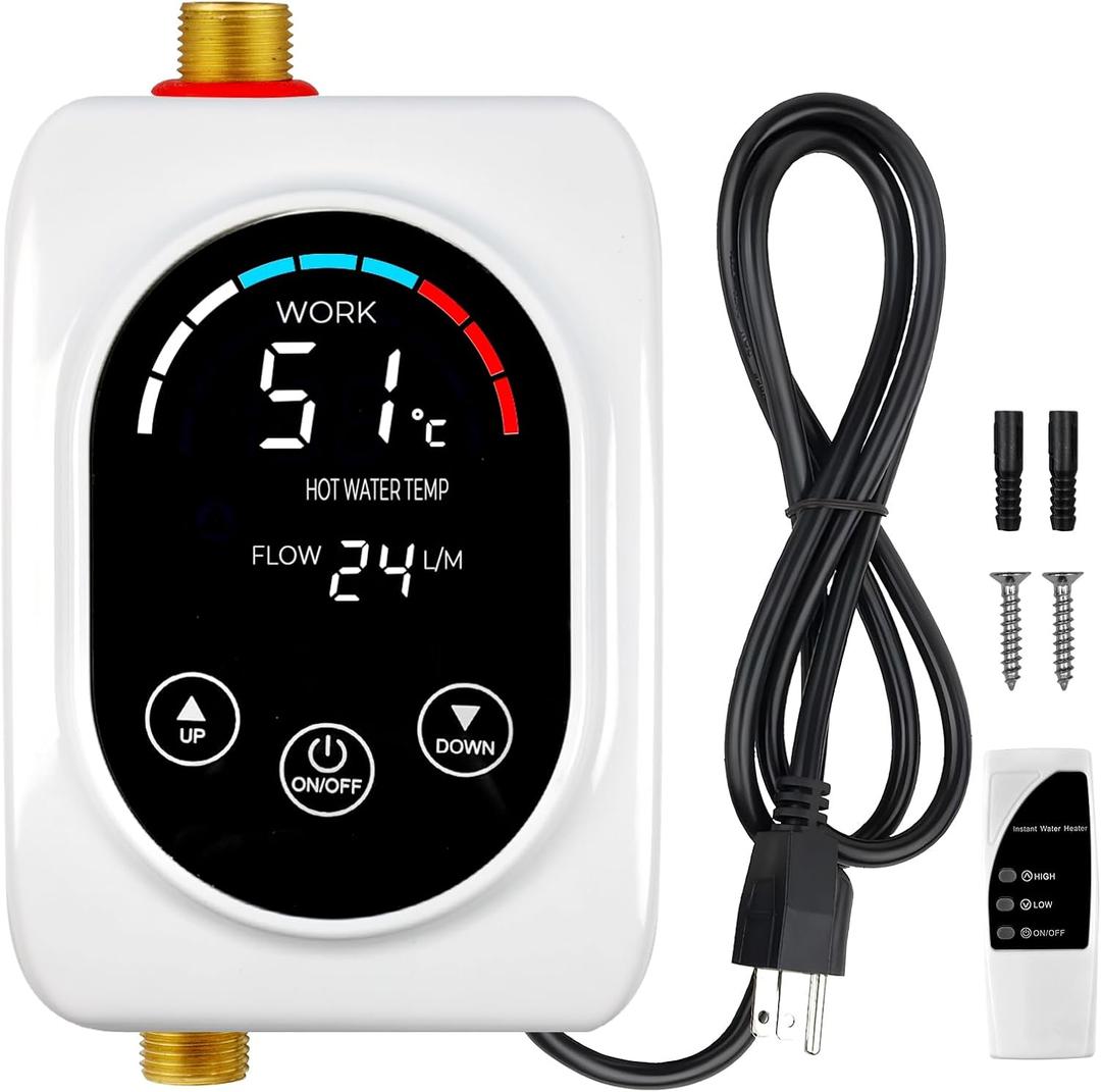 DOYXC Tankless Water Heater Electric 110V, 3000W Under Sink Instant On Demand Hot Water Heater, Portable Mini Small Water Heaters with Digital Display for Kitchen Bathroom RV