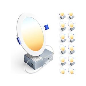 Ensenior 12 Pack 6 Inch LED Recessed Ceiling Light, Dimmable, 2700K-5000K 5CCT, 1200LM 12W 120V, High Brightness Canless Wafer Downlight - ETL&FCC&IC Ensenior 12 Pack 6 Inch LED Recessed Ceiling Light, Dimmable, 2700K-5000K 5CCT, 1200LM 12W 120V, High Brightness Canless Wafer Downlight - ETL&FCC&IC