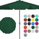 JEAREY 9' Patio Umbrellas Outdoor Table Market Umbrella w/Push Button Tilt/Crank, 8 Sturdy Ribs, UV Protection Waterproof Sunproof(Dark Green)
