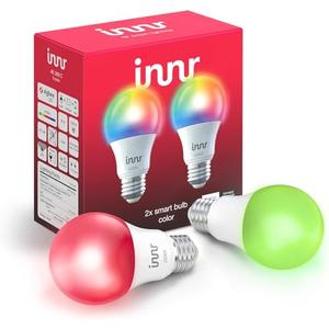 innr Smart Light Bulbs, A19 Zigbee, Works with Philips Hue* and Alexa (Bridge Required), White and Color, RGB, Dimmable Color Changing Light Bulb, E26 LED Bulb 60 Watt, 806lm, 2-Pack