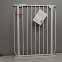 34" Extra Tall Baby Gate for Stairs, Auto Close Stroller Friendly Dog Gate Indoor for Doorways, Pressure Mounted 29"-40" Wide Baby Gate, Easy Walk Through Gate for Children & Pets, White