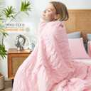Cozy Bliss Seersucker Cooling Comforter Queen Size, Q-Max 0.45 Reversible Lightweight Cooling Blanket, Breathable Silk Smooth Summer Bedding Quilt for Hot Sleepers Night Sweats Pink