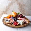 Round Acacia Wood Serving Tray Platter for Coffee Table Home Decor, 13.8 Inch Decorative Candle Holder Tray Appetizer Charcuterie Board Tray Organizer for Kitchen/Countertop