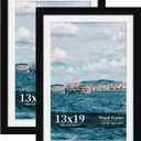 13x19 Picture Frame Set of 2, Wood Frame with Real Glass, Wide Border, 13X19 in
