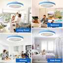 Depuley Modern Ceiling Fan with Light: 19" LED Flush Mount Low Profile Ceiling Fans with Remote & Smart APP Control - Blue Bladeless Fandelier Dimmable Quiet DC Motor for Bedroom Kids Room 6 Speeds