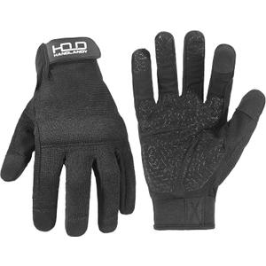 HANDLANDY Work Gloves for Men & Women, Utility Mechanic Working Gloves Touch Screen, Flexible Yard Work Gloves (Medium (Pack of 1), Black- Grip)