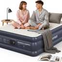 Queen Air Mattress with Built-in Pump-18 Elevated, Horizontal I-Beam Support 800 LBS, Airtight PVC Bonding, Rapid 3-Min Inflation Blow up Mattress with Carry Bag for Home Guests Camping