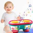 Baby Toys for 6 to 12 Months, Drum Musical Instruments Rotating Light Up Toy for 12-18 Months Kids, Tummy Time Toys for Baby 0-3-6-9 Month, Walker for Baby Boy Girl Toys 1 Year Old (Blue)