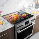 Floral Stove Top Cover for Electric Stove, Flower Range Covers, Butterfly Range Top Mat, Winter Holiday Cooktop Cover 28x20 inch, Glass Cooktop Covers for Kitchen Home Decor, Reusable Cover