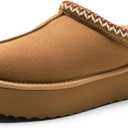 DREAM PAIRS Women's Platform Slippers Genuine Suede Slip-on Warm FuzzyEasy Autumn Winter Fluffy Comfy Furry Shoes for Outdoor Indoor
 Size 7