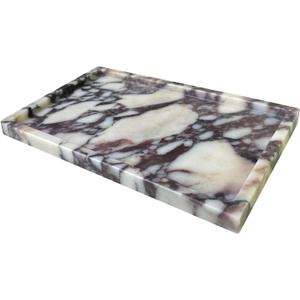 Natural Marble Vanity Tray, 9.8"x5.9" Genuine Calacatta Viola Marble Tray for Bathroom/Kitchen/Dresser