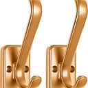 Coat Hooks Wall Hooks for Hanging, Wall Mounted for Coat Heavy Duty Single Prong Wall Hooks for Hanging Hat, Towel, Key, Robe, Coats, Scarf, Bag, Cap, Coffee Cup, Mugs (2 PCS Gold)