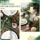 Syhood 38 Pcs Christmas Velvet Ornaments Decor Kit 3.15'' 18 Pcs Christmas Tree Ornaments Balls 18 Vintage Velvet Bows 5.5 Yard Ribbon for Xmas Tree Hanging Decorations, Green and Brown