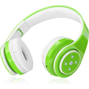 Kids Bluetooth Headphones 85db/110db Volume Limit Wireless/Wired Aux Port Foldable Noise Protection Over-Ear Build-in Mic Headphones for Kids Adults Travel School Phone Pad Tablet PC Green