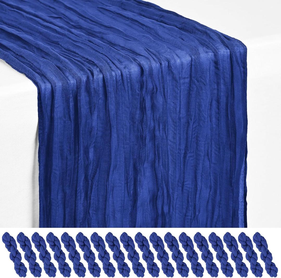 18 Pack Royal Blue Cheesecloth Table Runner 17 x 108 inch Boho Gauze Table Runner Rustic Sheer Cheese Cloth Table Decorations for Wedding Party Baby Bridal Shower Birthday Holiday Home