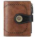 SENDEFN Small Wallets for Women Bifold RFID Blocking Leather Card Holder Compact Wallet with Zipper Coin Pocket Brown