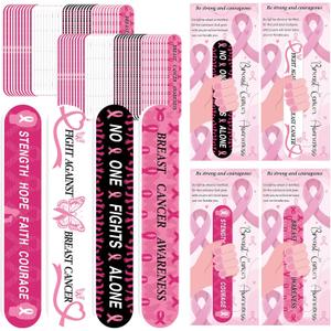 100 Sets 4.72" Breast Cancer Awareness Gift Nail File with Pink Ribbon Design Breast Cancer Awareness Nail Files Bulk Manicure Tools for Women Party Gift Accessories (100PC)