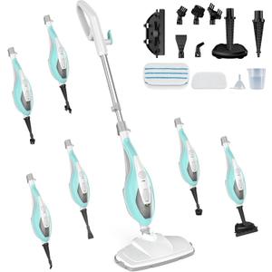 DUMOS 10-in-1 Multifunctional Steam Mop, 1550W Detachable Handheld Steam Cleaner, 16FT Power Cord with 2 Reusable Pads, Floor Steamer for Hardwood, Tile, Carpet, Grout, Windows