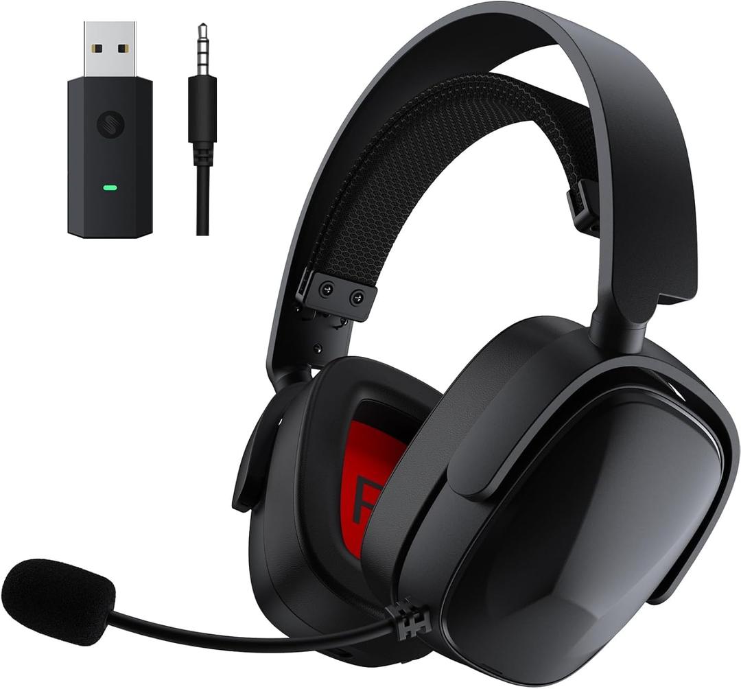 SENZER X100 Wireless Gaming Headset with Mic for PC PS4 PS5 Nintendo Switch Wired for Xbox One, Bluetooth, 40+ Hrs Stereo Sound, Comfortable Gaming Headphones, Customized Side Plates (Black)