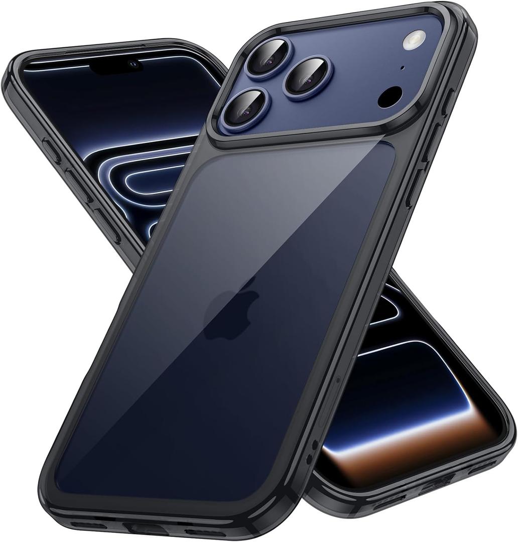 JETech Case for iPhone 17 Pro 6.3-Inch, Non-Yellowing Shockproof Phone Bumper Cover, Anti-Scratch Clear Back (Black)