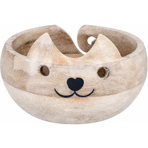 Birthday Gifts for Women Wooden Yarn Bowl Knitting Cat Bowl - Large For Crochet Yarn Holder - Handmade Crocheting Accessories and Supplies Organizer 7 x 3 Retirement Gift For Crochet Lovers
