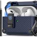 Pohgelan Compatible with AirPods Pro 2nd/1st Case,Magnetic Automatic Lock with Cleaning Kit,Compatible with Magsafe,Carbon Fiber Texture Cover -Blue