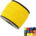 1/8in(3mm) 164ft Nylon Rope Solid Braided Cord 5 Stands Paracord Thin String for Crafts Multipurpose UV Resistant for Tent Garden Clothesline and Outdoor Tarp(Yellow)