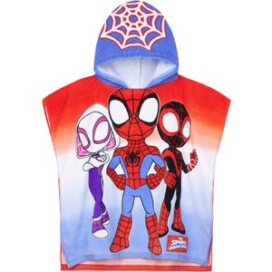 Get Trend Marvel Spidey Towels for Kids Hooded Bath Towel Poncho Absorbent Pool Beach Shower Cotton Swim Towel Travel Essentials (Blue/Red Spidey, 4-9 Years)