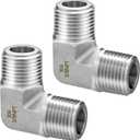 304 Stainless Steel 90 Degree Street Elbow, 3/8" NPT Male 3/8" NPT Male 304 Stainless Pipe Fitting, 2 Pack