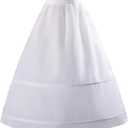Women's Crinoline Petticoat A-line 3-Hoop underskirt suitable for wedding ball dresses bridal Tutu Tulle Slips Skirt (White (2 Hoops))