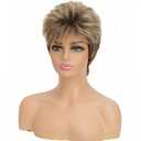 Miradin Short Blonde Mix Pixie Cut Wig for Women Natural Looking Synthetic Heat Resistant Wig Daily Wear and Older Women