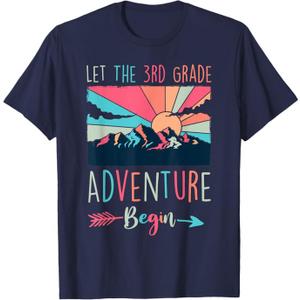 Let The 3rd Grade Adventure Begin Teacher Back To School Men Women Kids T-Shirt (Small, Blue)