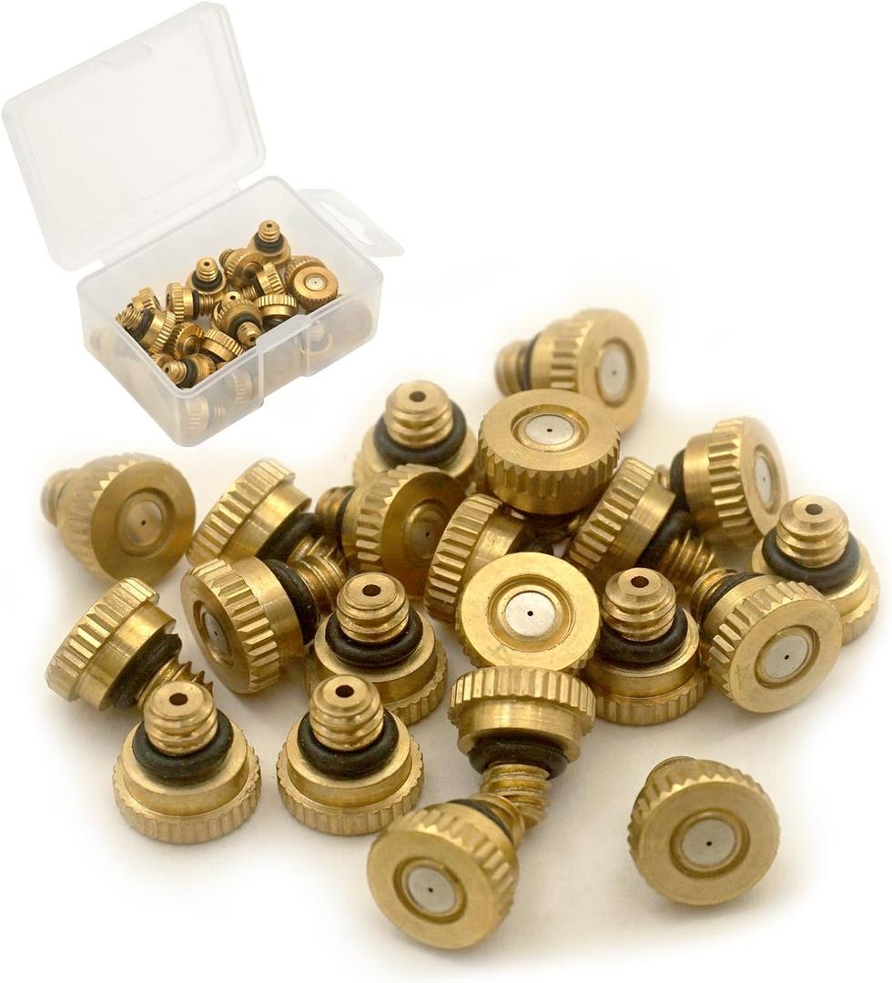 0.4 mm 10/24 UNC 40 Pcs Brass Misting Nozzles for Garden Outdoor Cooling System, 0.4 mm 0.016 Inch Orifice