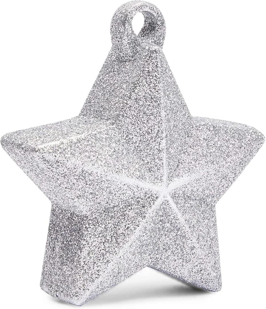 Sparkle and Bash Glitter Star Balloon Weights for Silver Party Decorations - Silver Balloon Weights, 6 Pack, 5.2 oz Glitter Star (3.5(L) x 1.75(W) x 4(H) Inch)