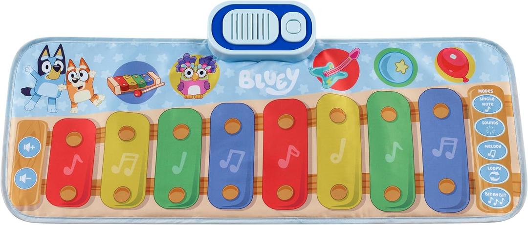 Bluey Toy Piano Play Mat with Music and Sound Effects, Toddler Toy for Ages 3 and Up, Large Play Mat