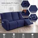 Gennia Waterproof Recliner Sofa Cover,Stretch Reclining Couch Covers with Pockets,Washable Lazy Boy Recliner Slipcovers,Leakproof Sofa Protector for Kids, Pets, Dog and Cat (3 Seat, Navy Blue)