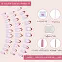 2 x Glossy Glazed French Tip Press-On Nails  Medium Almond Shape | Effortless Salon Look in Minutes | 30-Piece Reusable Nail Kit with Glue | 15 Sizes for a Perfect Fit(Rosy Nude Ombre)